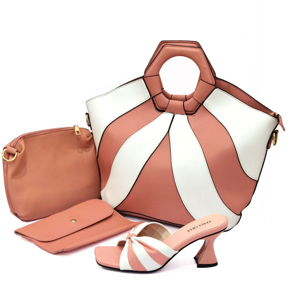 Ladies Fashion European & American PU Handbag and High Heel Set