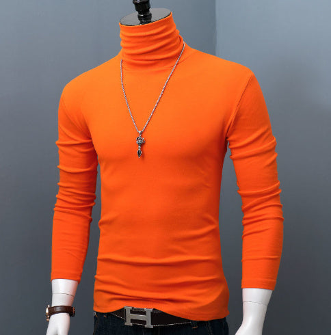Men's Slim Fit Long-Sleeve Cotton High Collar Top