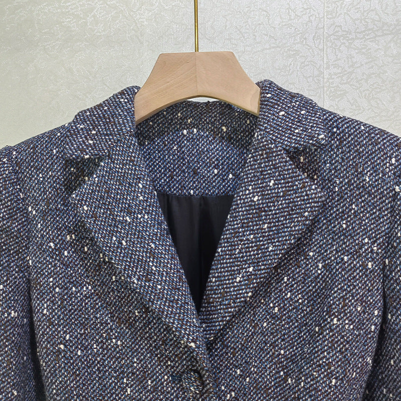 Waist-tight Suit Lapel Patchwork Fake Two Pieces Dress