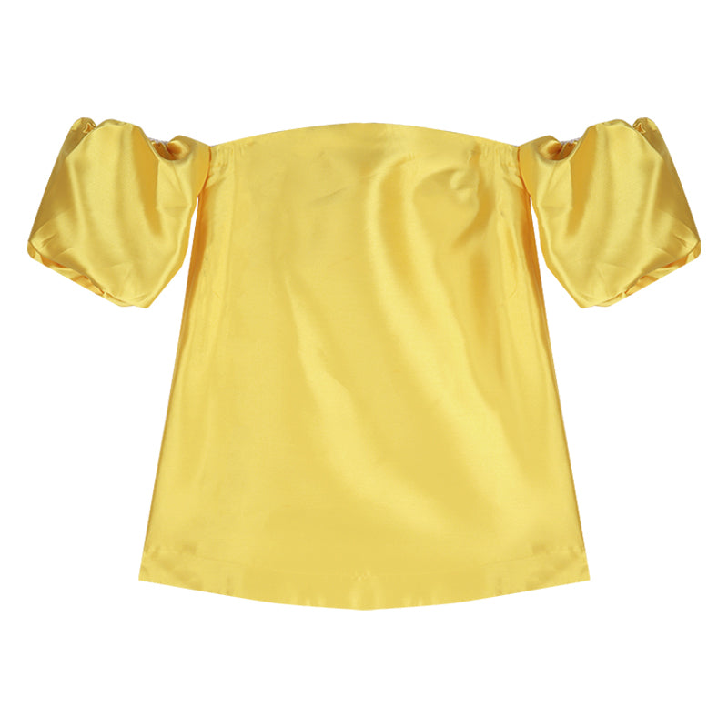 Off Shoulder Bubble Sleeve Shirt Women's Summer French Style