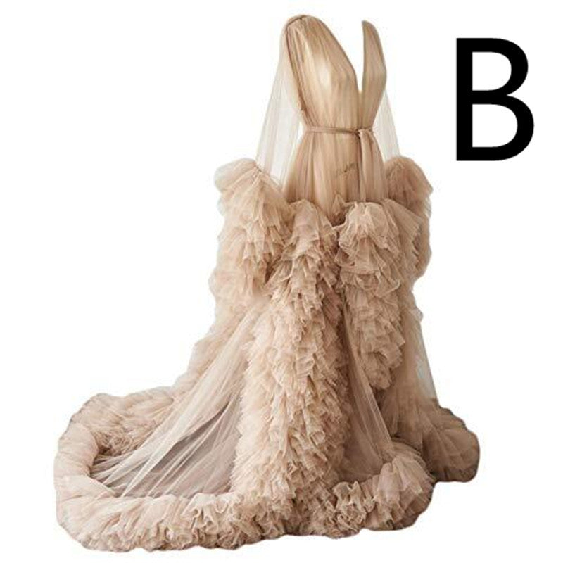 Long Tulle Robe for Pregnant Women Polyester Fiber