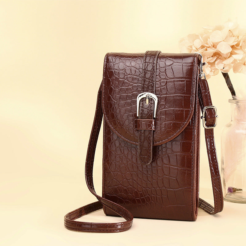 Custom Leather Medium Square Shoulder Bag with Buckle for Mobile Phone