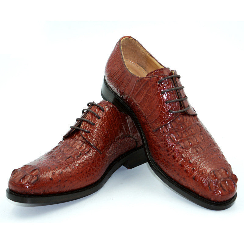 Chaussures homme faites main en cuir de crocodile à petit talon