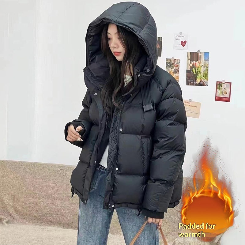 Doudoune Courte Rembourrée à Capuche pour Femme Veste Chaude et Épaisse Rembourrée en Polyester et Coton