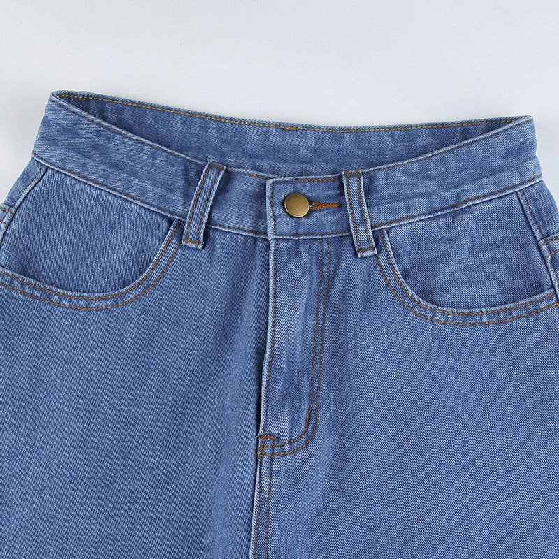 High Waist Slim Fit Flared Jeans Casual Trousers