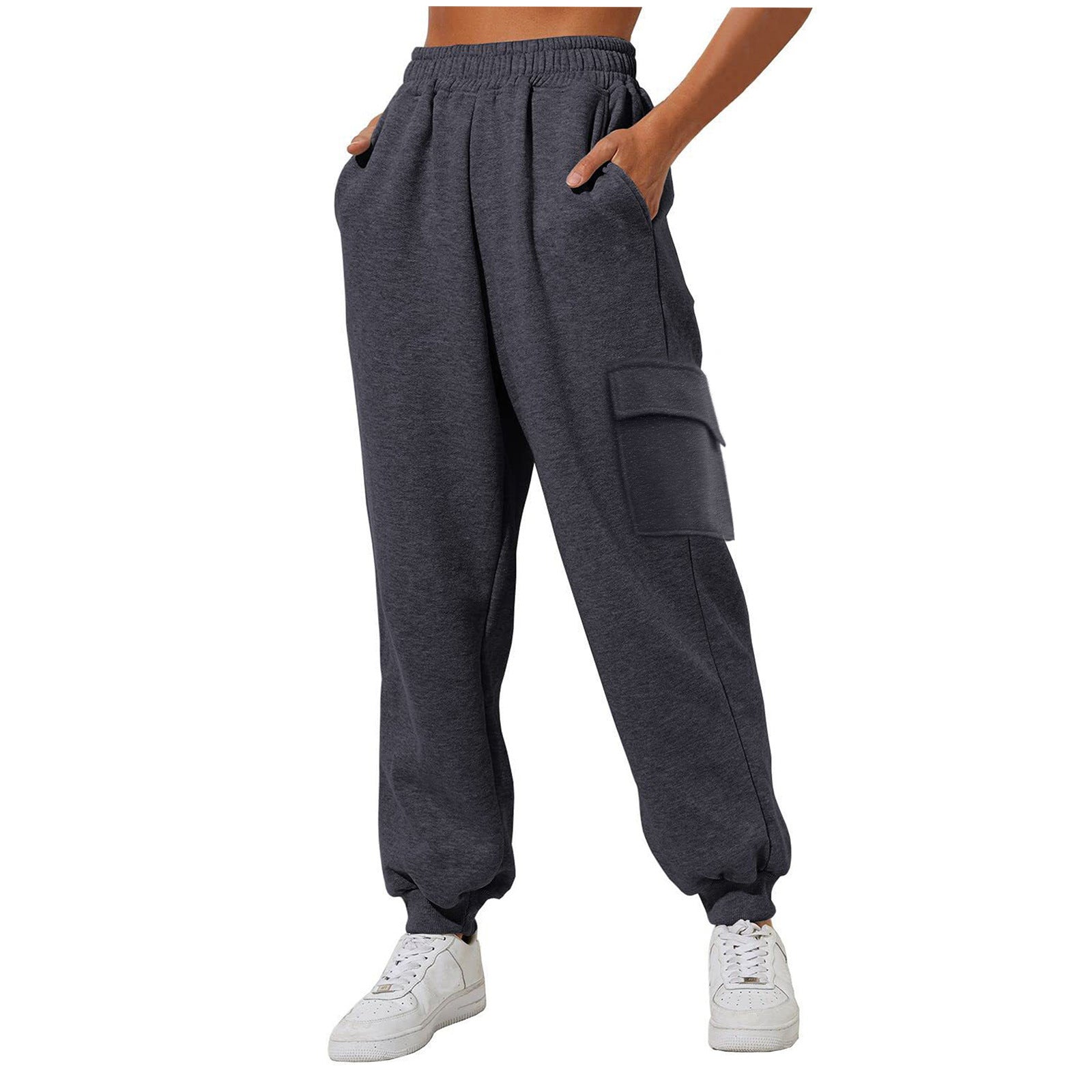 Pantalon de jogging femme taille haute ample en velours matelassé - Vêtement de sport confortable