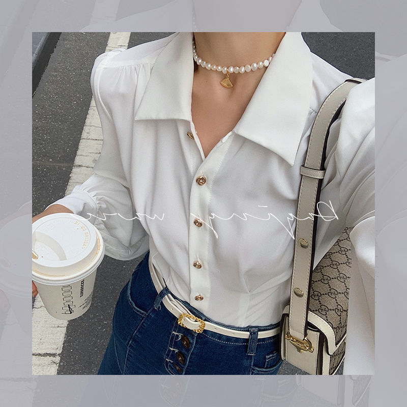 قميص شيفون أحمر نسائي بتصميم عتيق، أكمام طويلة، مقاسات S-XL