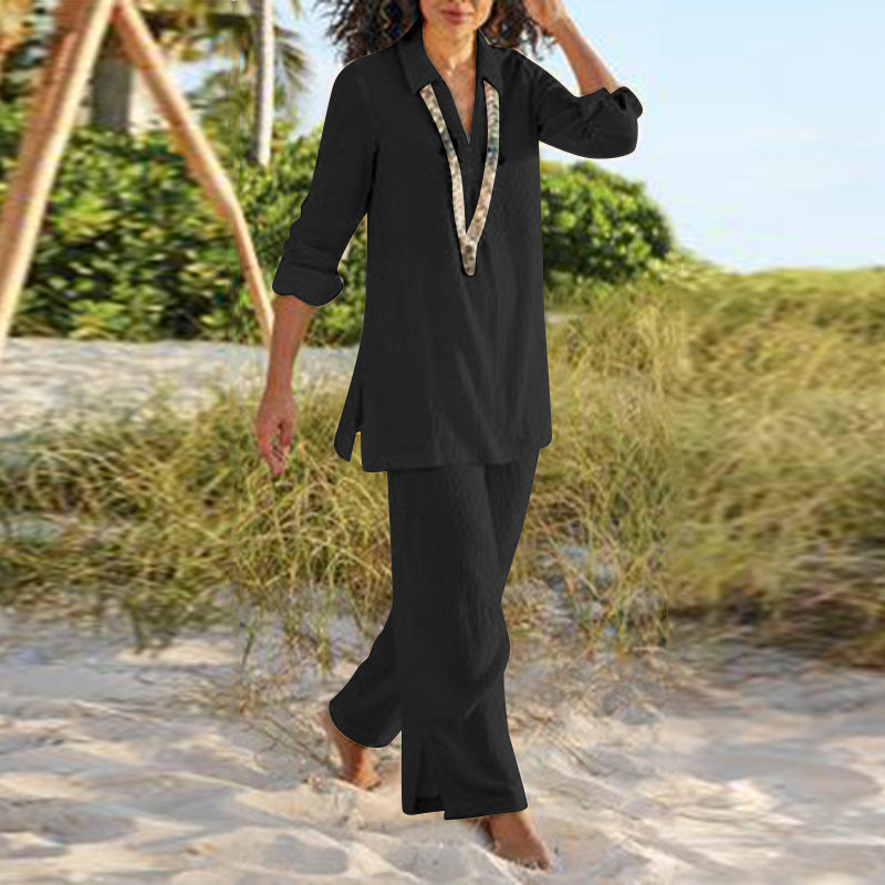 Cotton And Linen Casual Long Sleeve Loose Cotton Suit