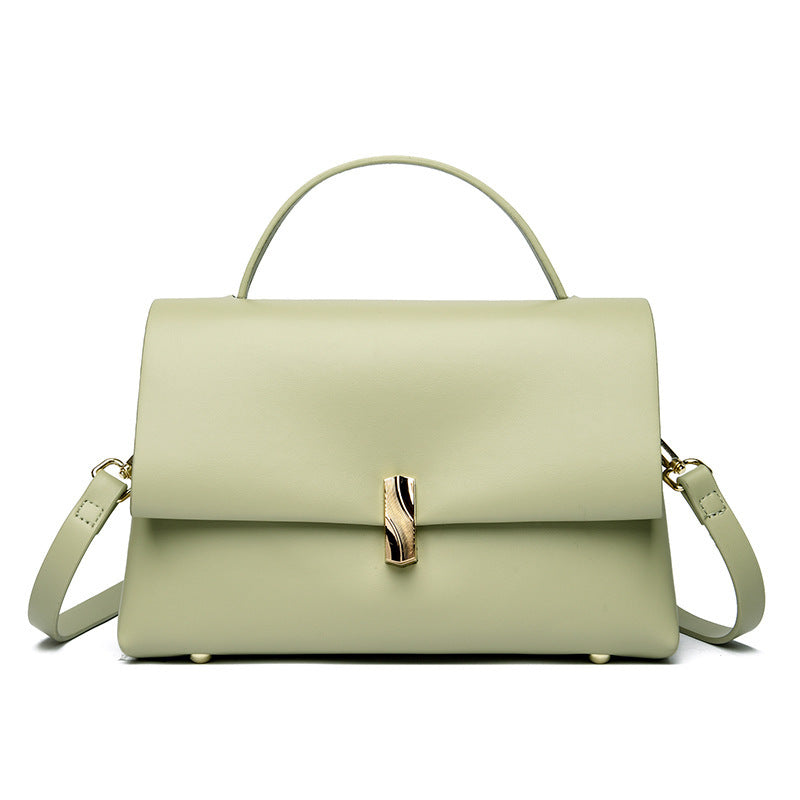 Ladies Premium Leather Gold Bar Lock Tote Bag 27x17x9cm