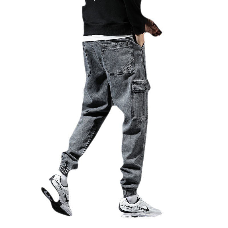 Multi-Pocket Men’s Jeans in Blue, Black & Gray Cotton