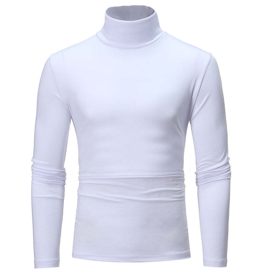 Haut T-shirt fin à manches longues et col montant en soie de lait