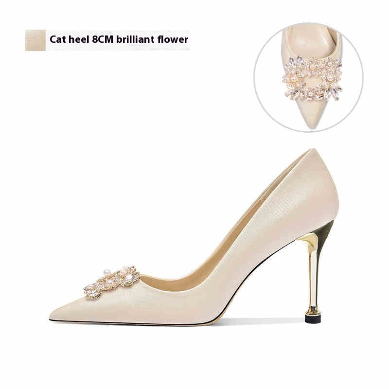 Escarpins de mariée à talons hauts en strass de cristal pour mariage français