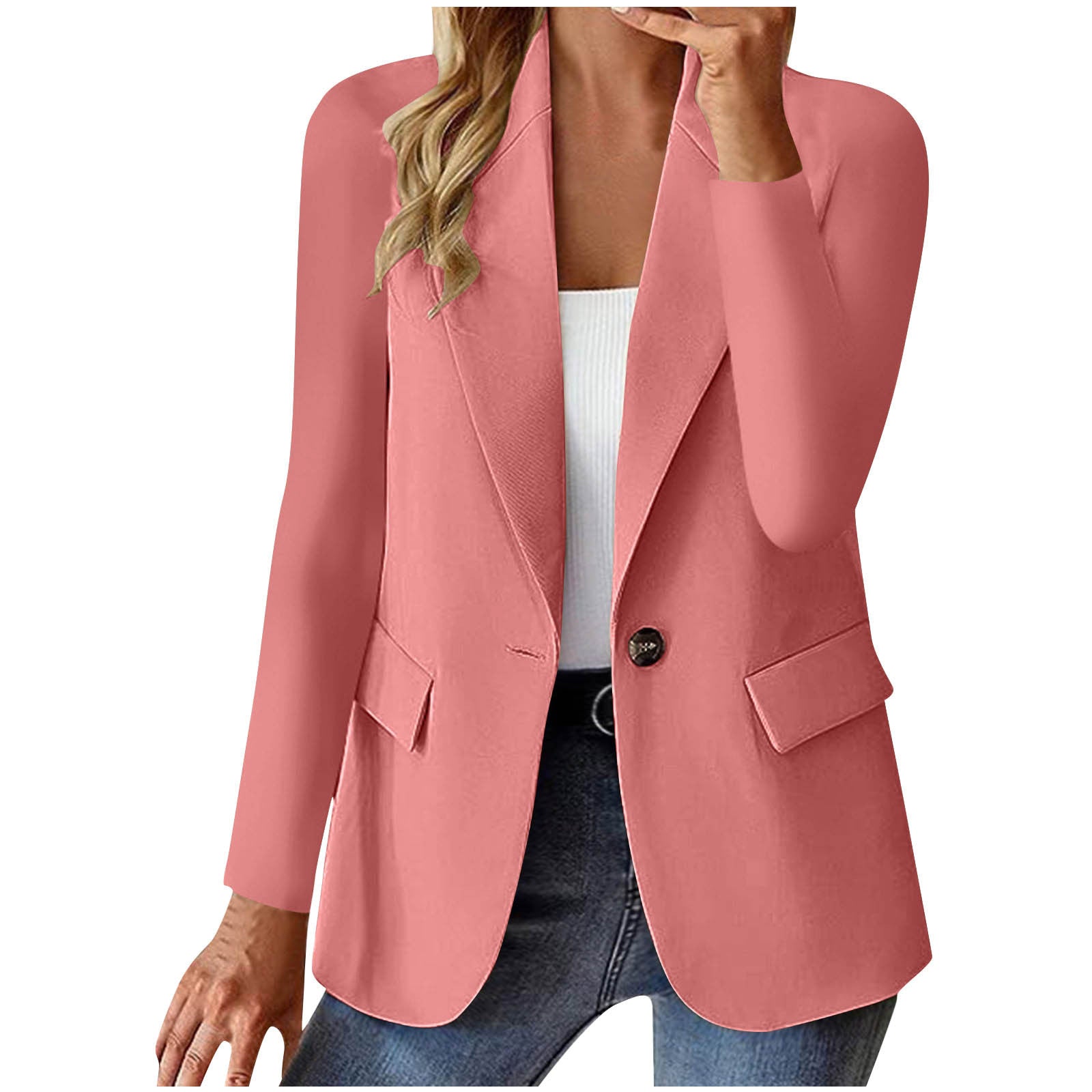Women's Long Sleeve Solid Color Slim Fit Cardigan Jacket in Multiple Colors S-XXXL