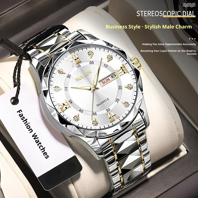 Business Advanced Waterproof Luminous Quartz Watch 42mm Dial