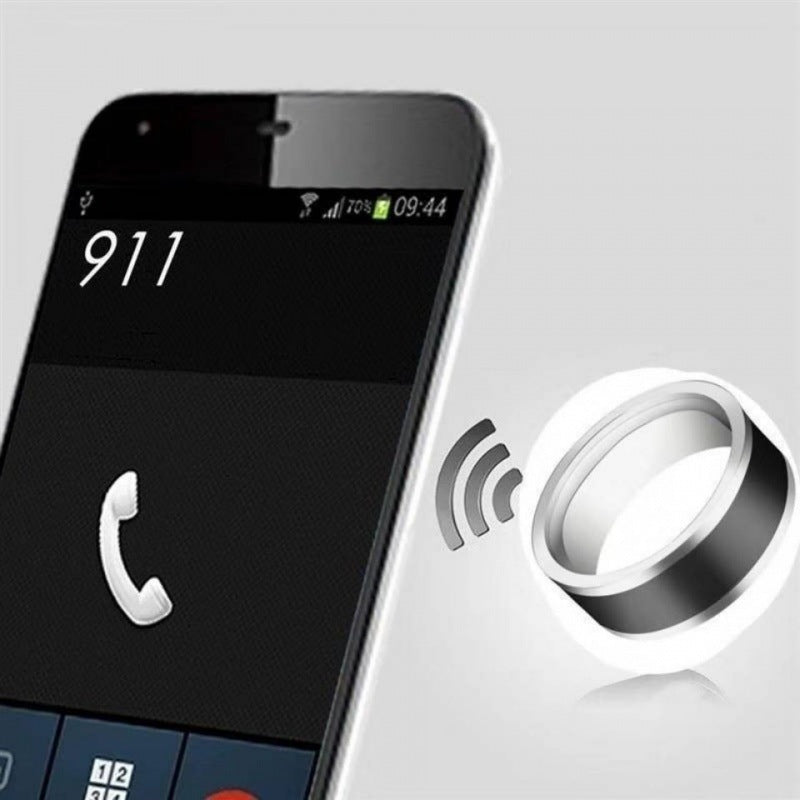 Black Technology Titanium Steel Smart Bluetooth Ring with Temperature and NFC - Sizes 6-12