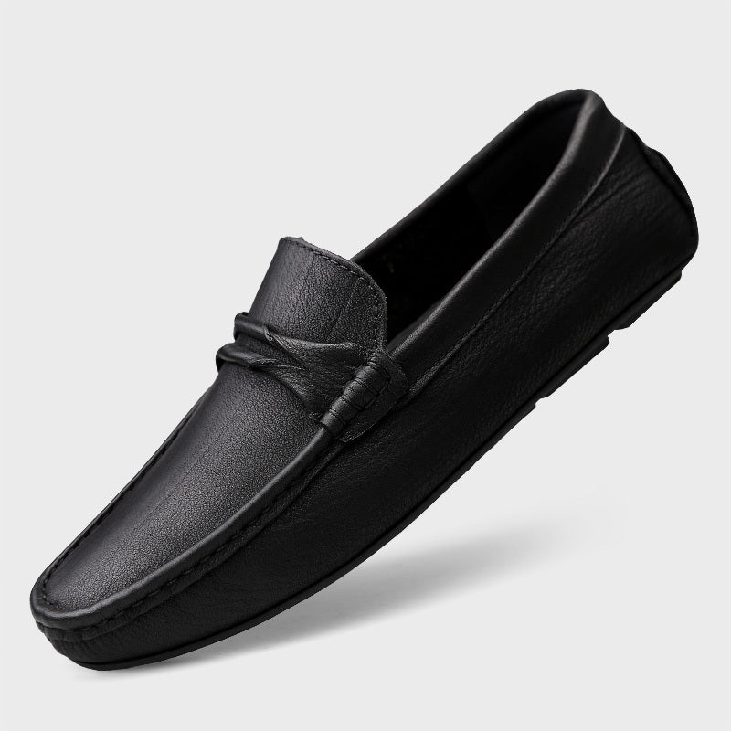 Mocassins décontractés en cuir véritable à enfiler pour homme