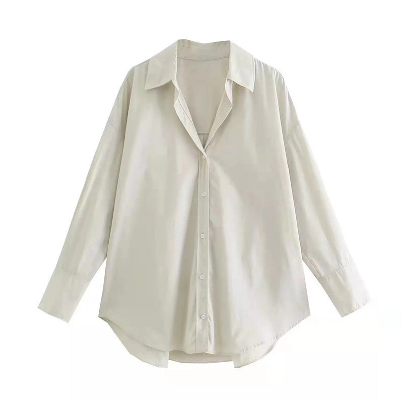 Chemise Popeline Multi-Couleur Décontractée Urbaine Manches Longues Fibre de Polyester