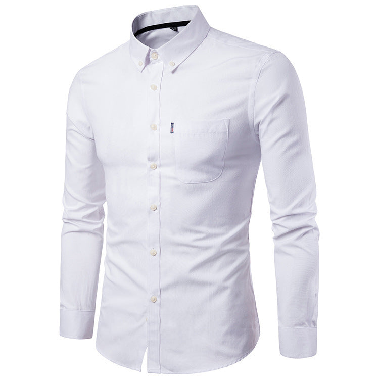 Men Shirts Slim Long Sleeve Dress Shirt