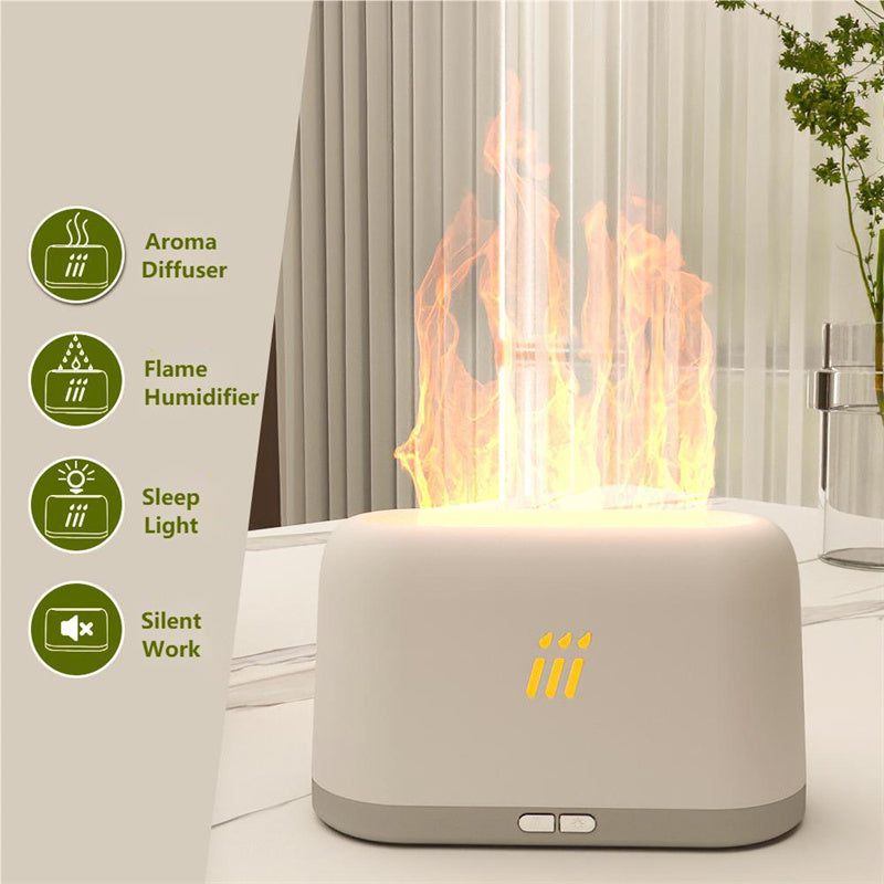Flame Aroma Diffuser Ultrasonic Cool Mist Humidifier LED Essential Oil Lamp