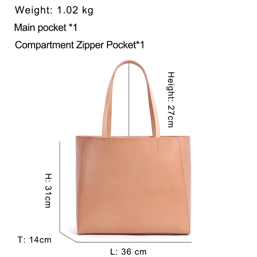 Women's Retro Large Capacity Genuine Leather Shoulder Bag Brown