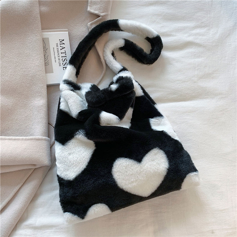 Grand sac shopping en peluche d'hiver pour femmes