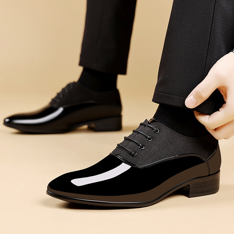 Men's Shiny Surface Soft Sole Casual Shoes White Red Black