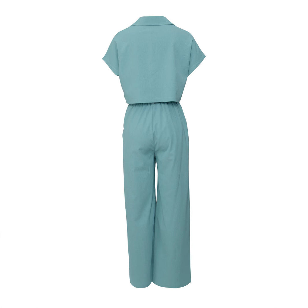 Ensemble deux pièces taille haute style western en vert paon, bleu marine et noir
