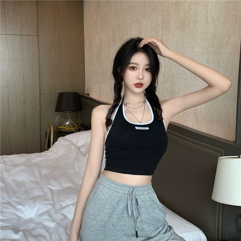 The Niche Black Halter Neck Sleeveless Inner Bottoming Top S-XL