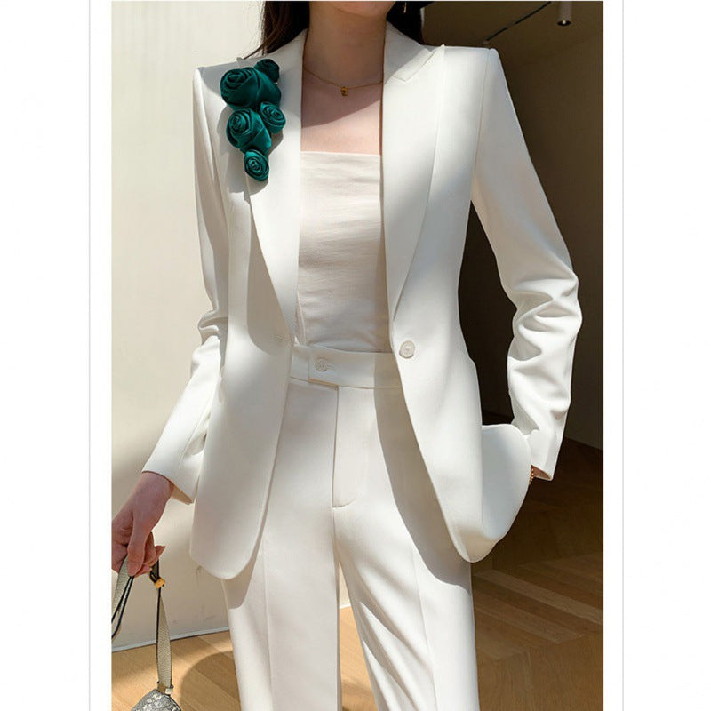 Veste de costume blanche en polyester pour femme – Style rétro artistique