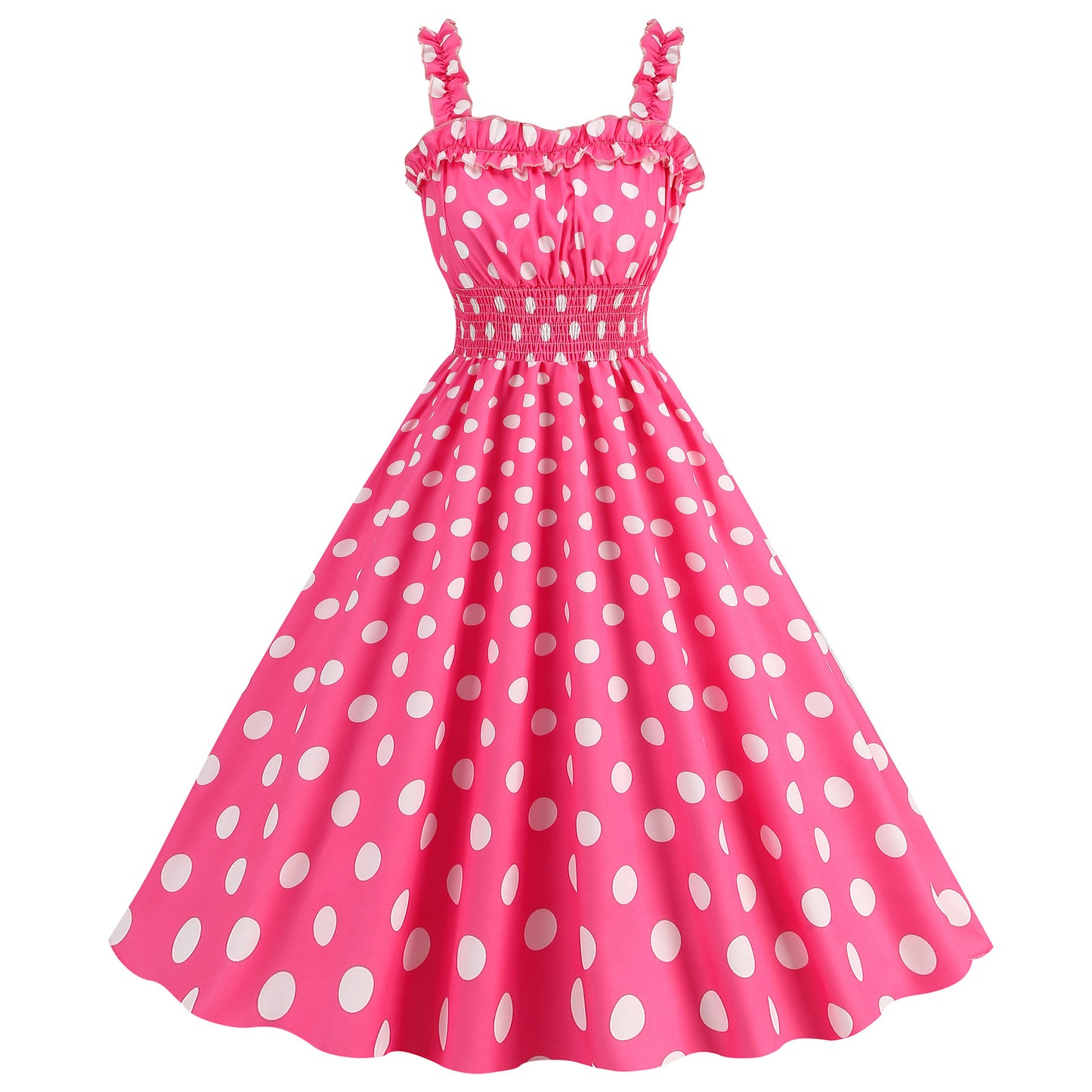 Women's Fashion Casual Sling Party Polka Dot Plaid Printed Dress