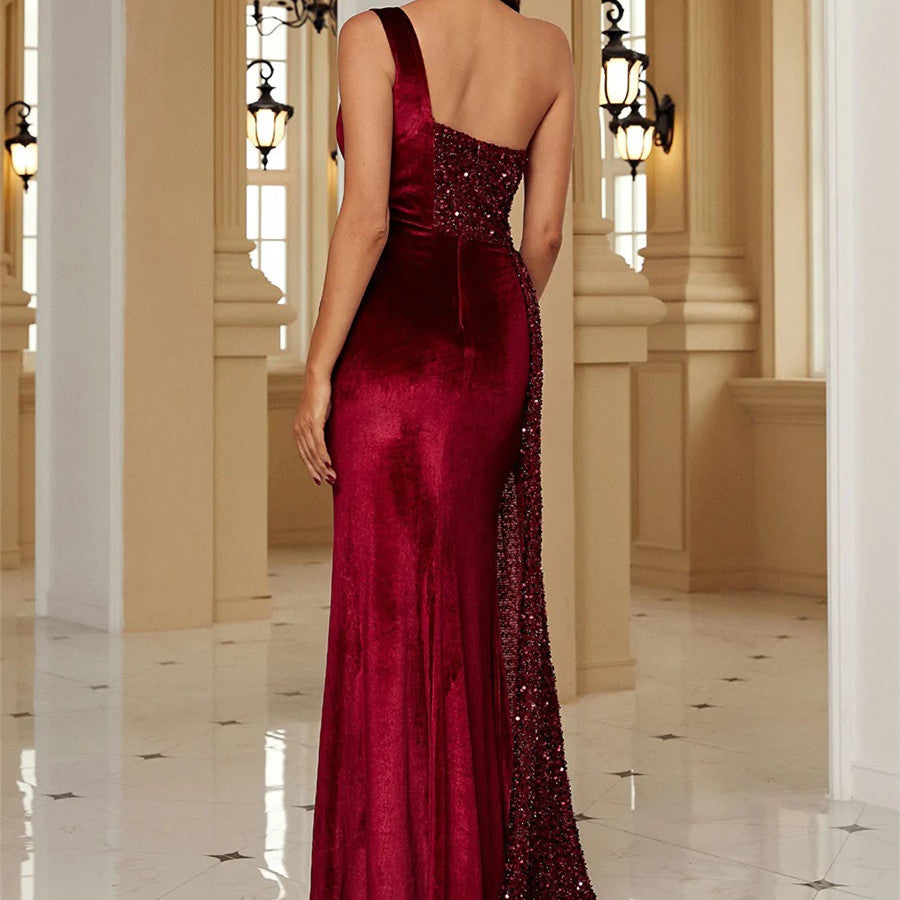 Host Strapless Evening Dress in Burgundy & Dark Blue, Sizes S-XXL