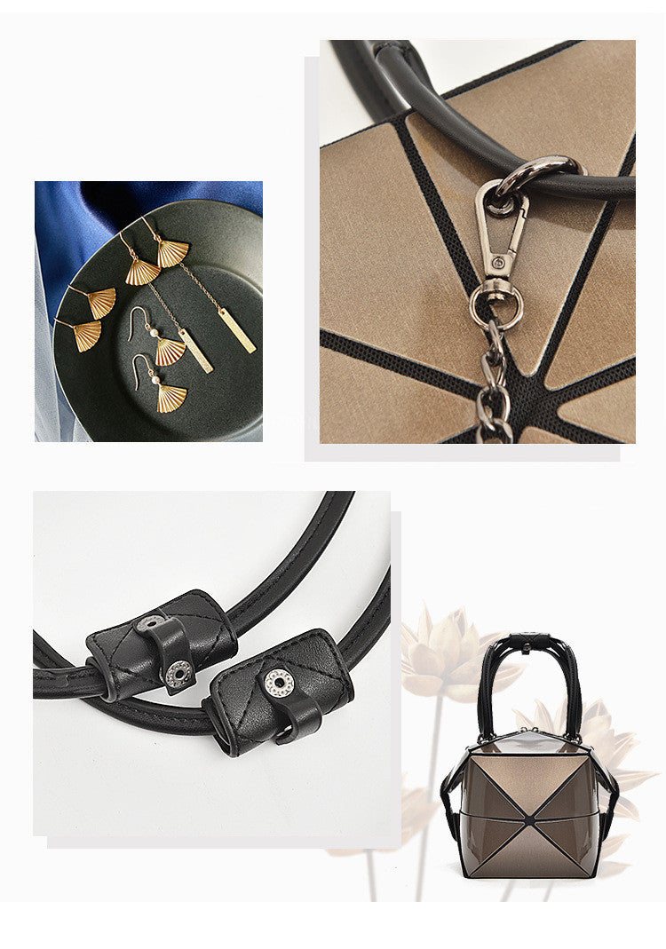 Trendy Medium Folding Geometric Diamond Laser Variety Bag with Zipper