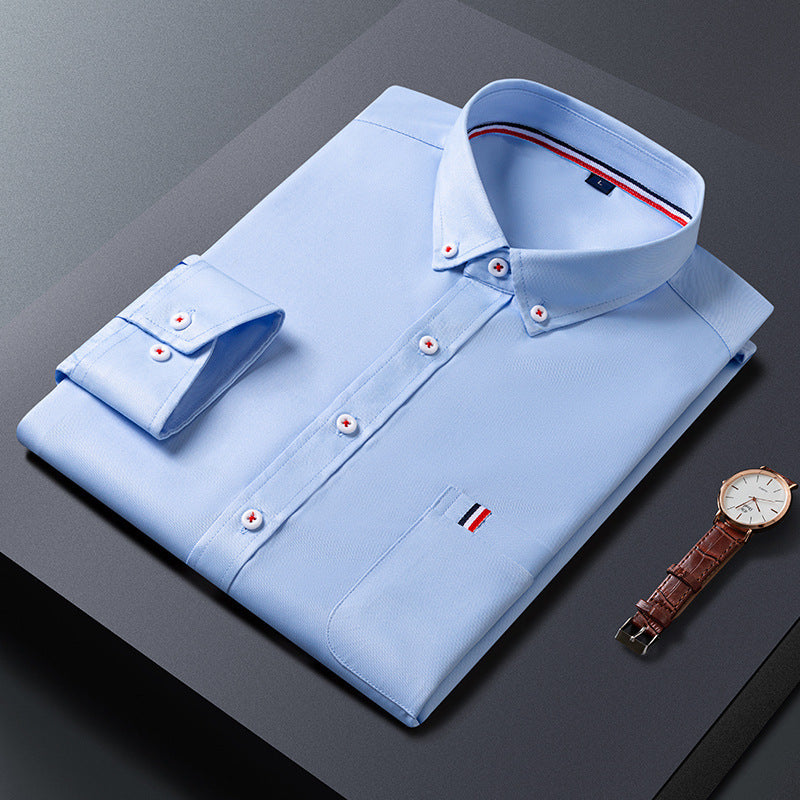 Chemise habillée décontractée pour homme en fibre de polyester