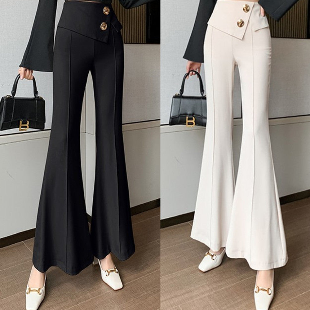 High Waist Commuter Suit Pants for Women in Black & Apricot
