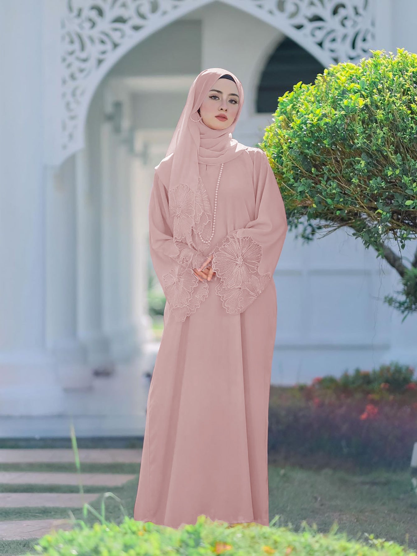 Muslim Women's Robe Malay Indonesian Dress With Headscarf
