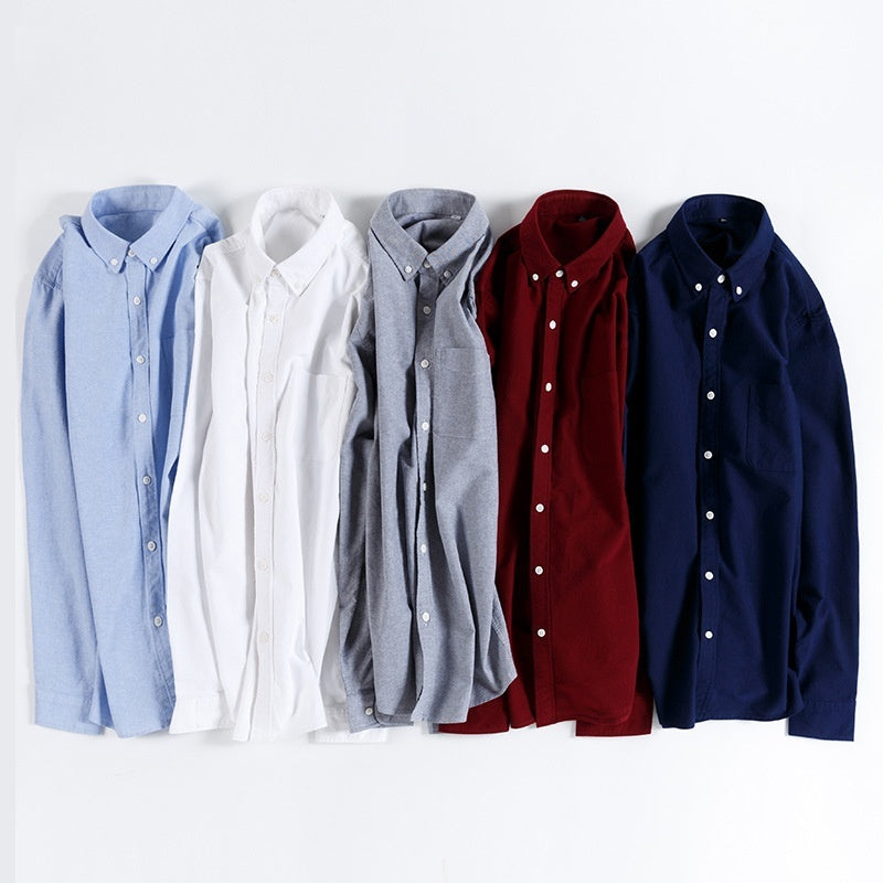 Men's Cotton Oxford Business Casual Long Sleeve Shirt