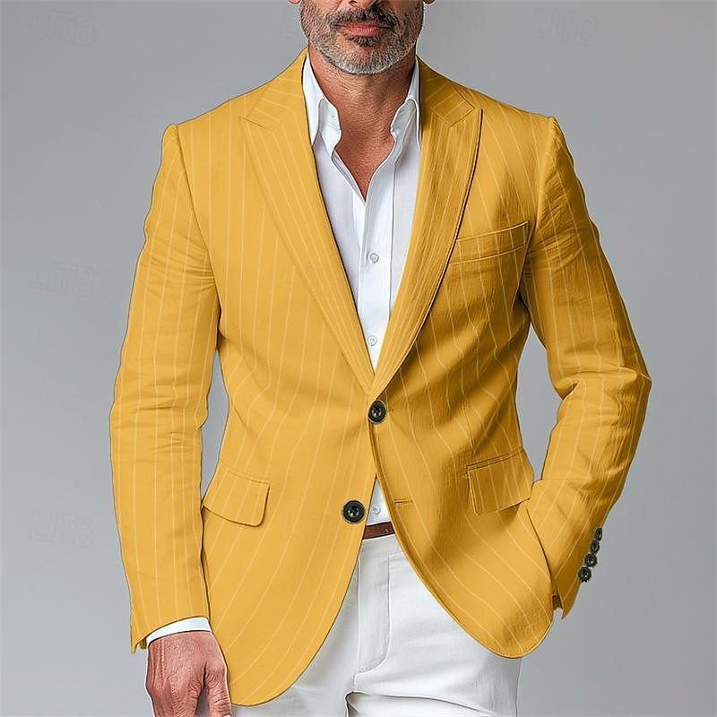 Blazer écossais pour homme à simple boutonnage et deux boutons, coupe slim