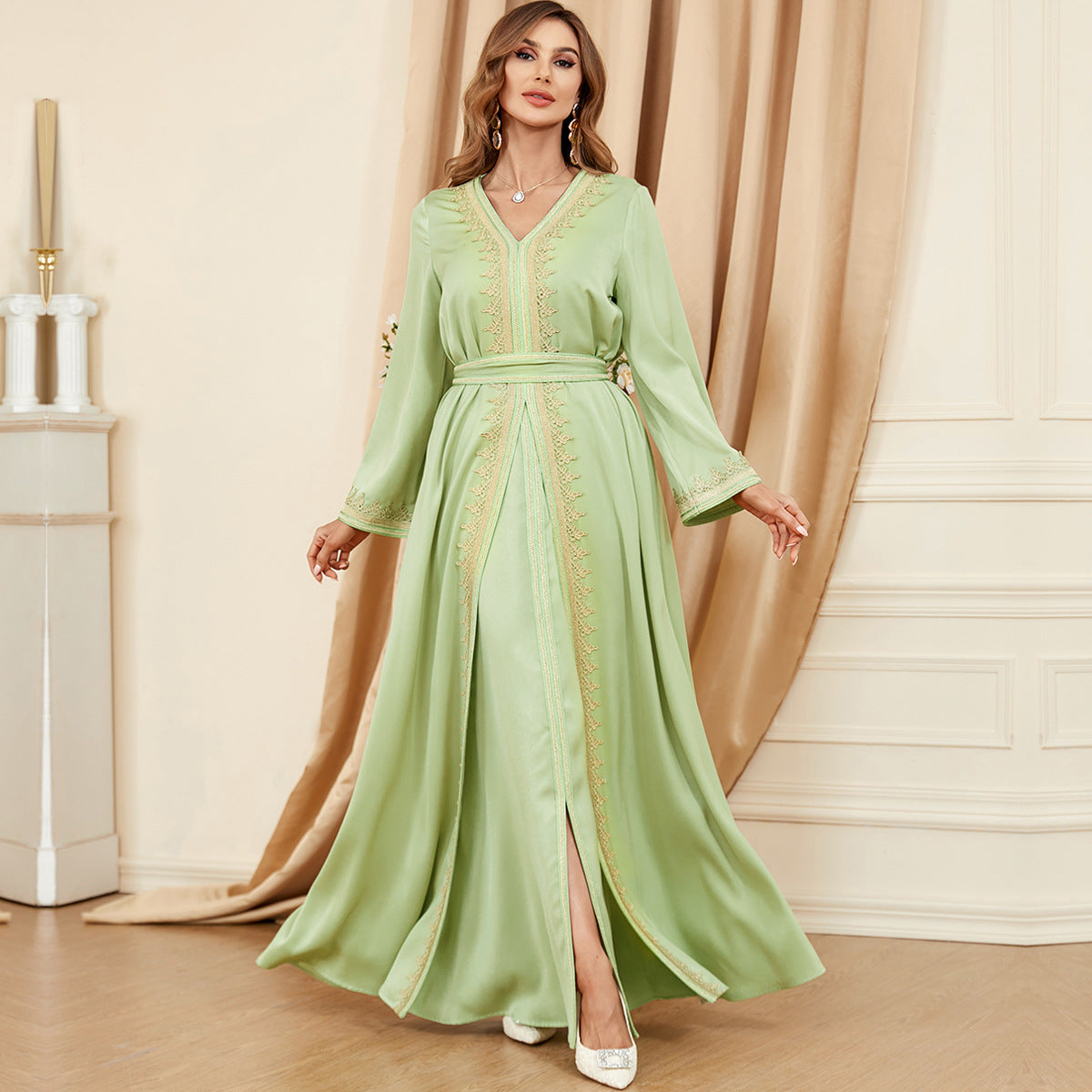 Muslim Women's Two-Piece Dress and Coat Set