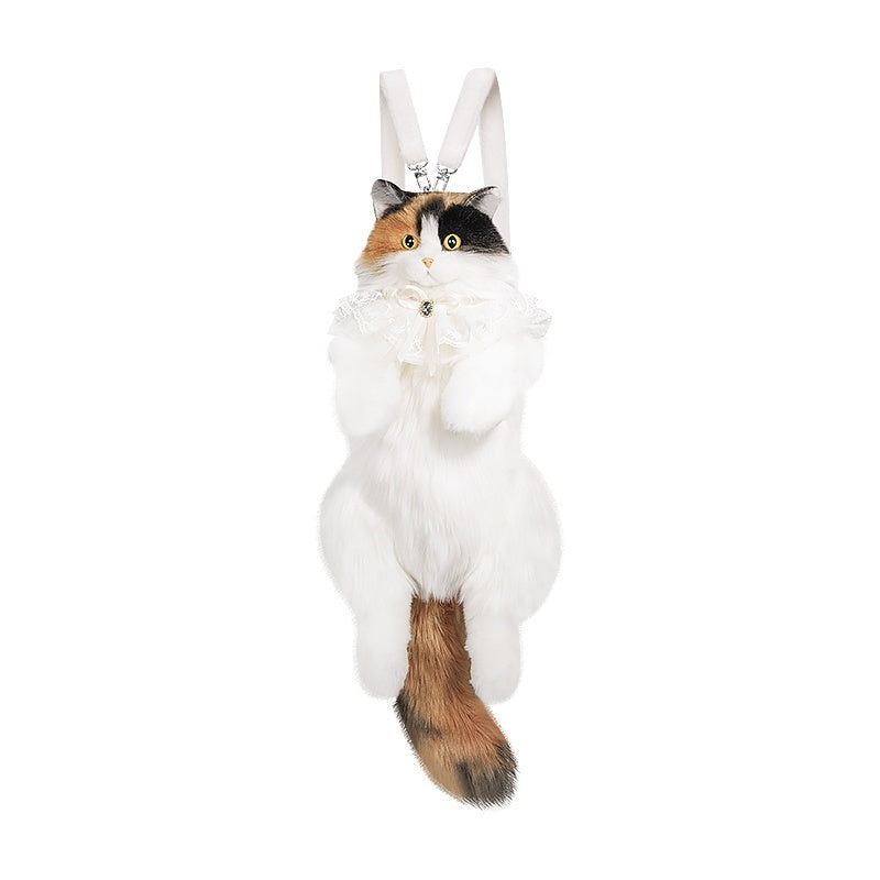 Sac à dos en peluche simulation chat trois fleurs