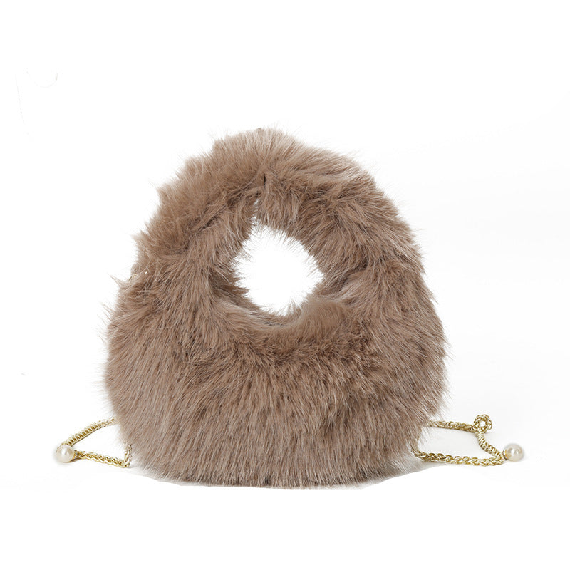 Sac à main en peluche pour femme 22x10x6cm