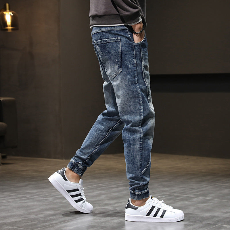 Jean slim décontracté extensible en velours grande taille pour homme