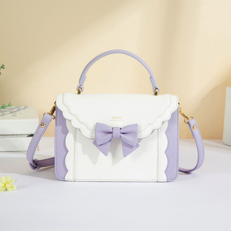 Sac à bandoulière carré en PU style nœud pour femme 21x15x9.5cm