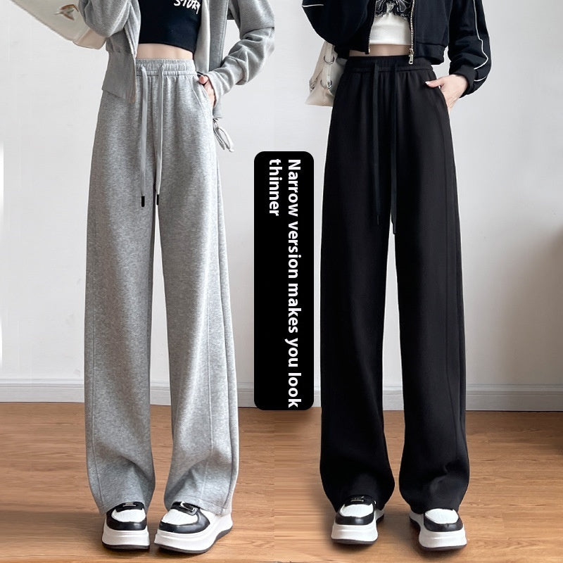 Pantalon d'exercice en coton à taille haute et coupe droite