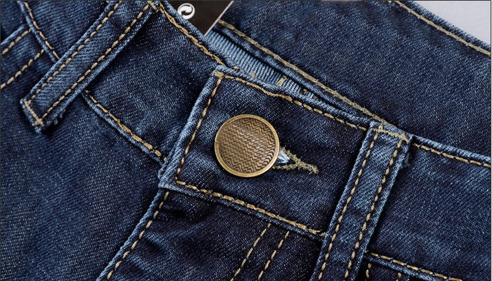 Men's Dark Blue Slim Straight Jeans Fall Winter