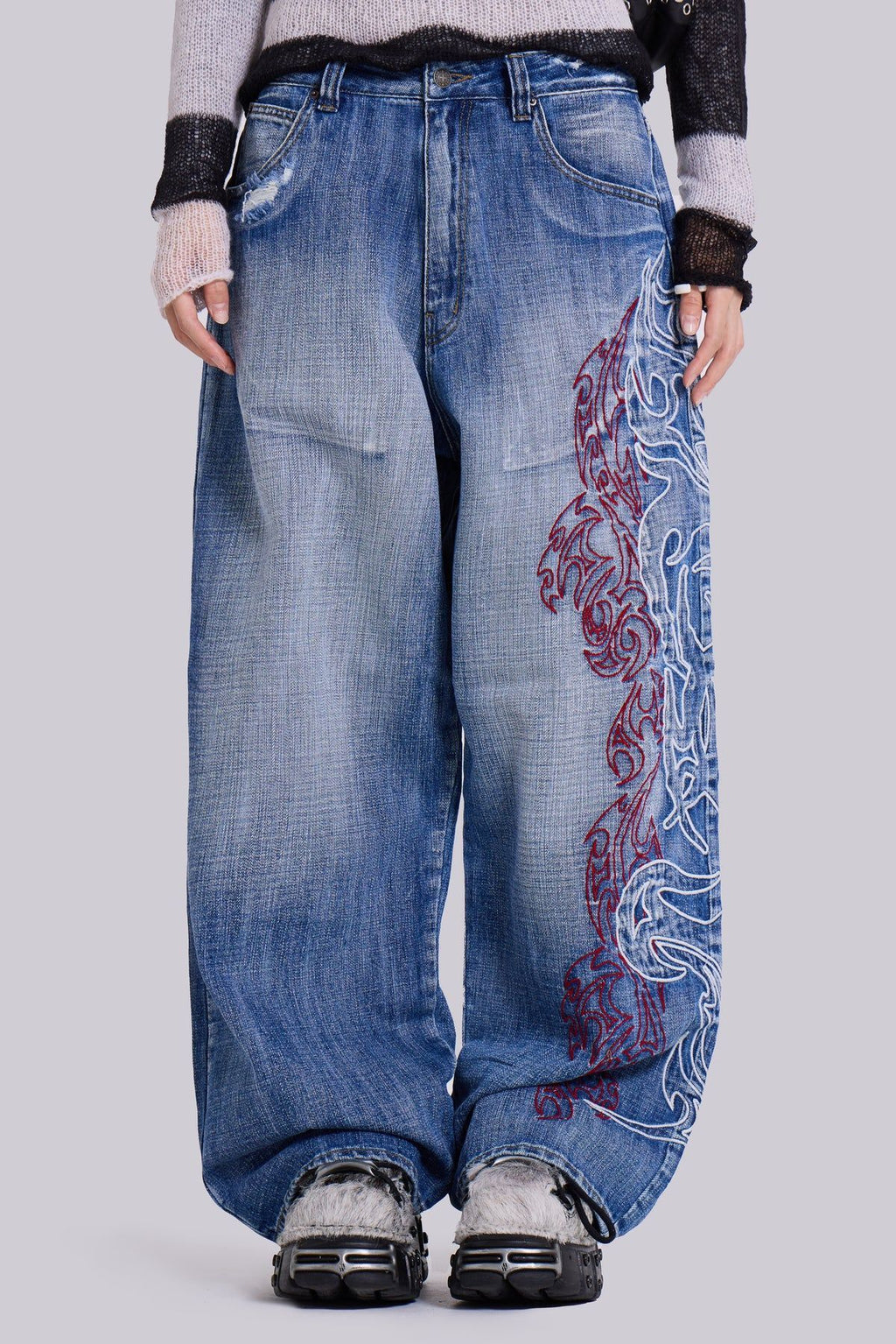 Wide Leg Loose Fit Jeans Trousers
