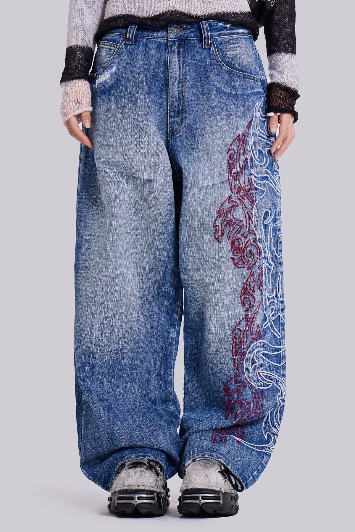 Wide Leg Loose Fit Jeans Trousers