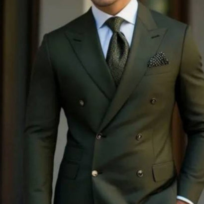 Men's Leisure Business Suit Set Two-Piece Cotton Blend
