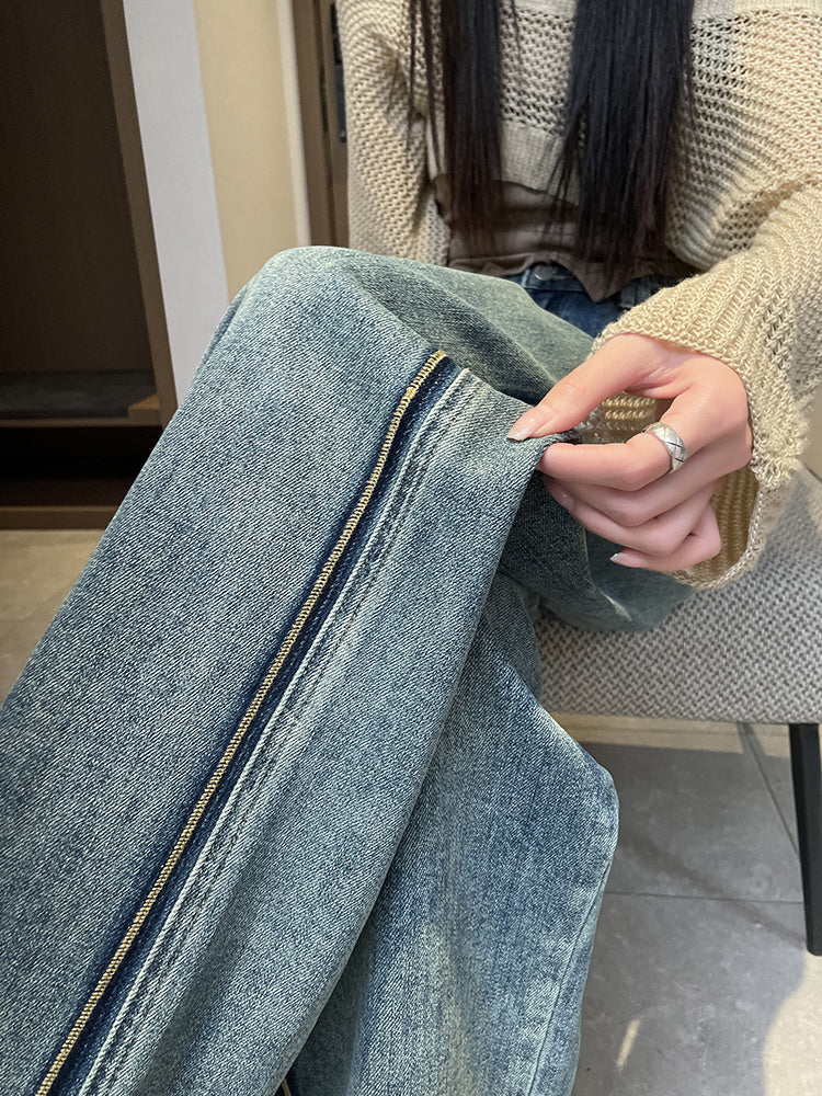 Wide Leg Jeans Women Design Sense High Waist