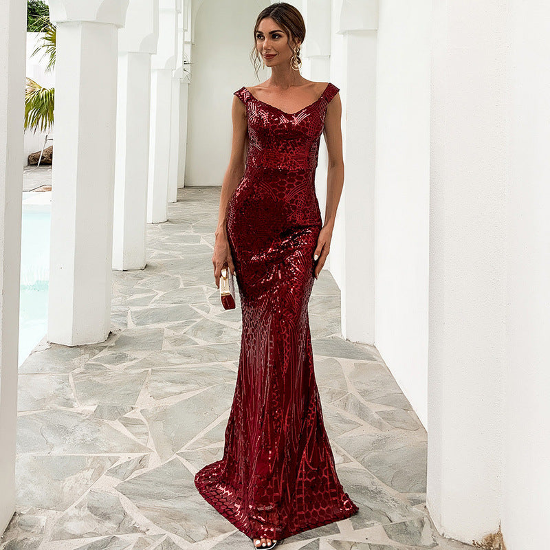 Women's Sequined Tube Top Dress Mop