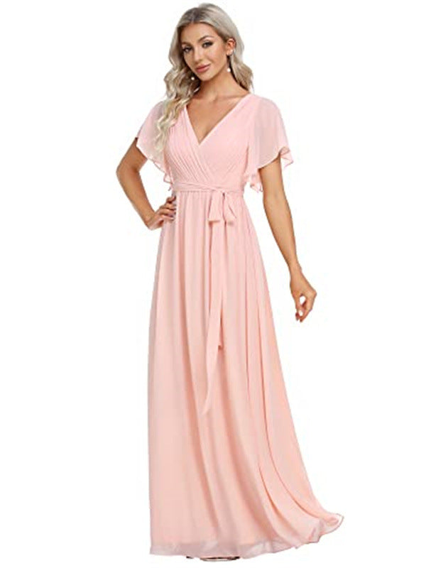 Sexy V-Neck Long Chiffon Dress for Women